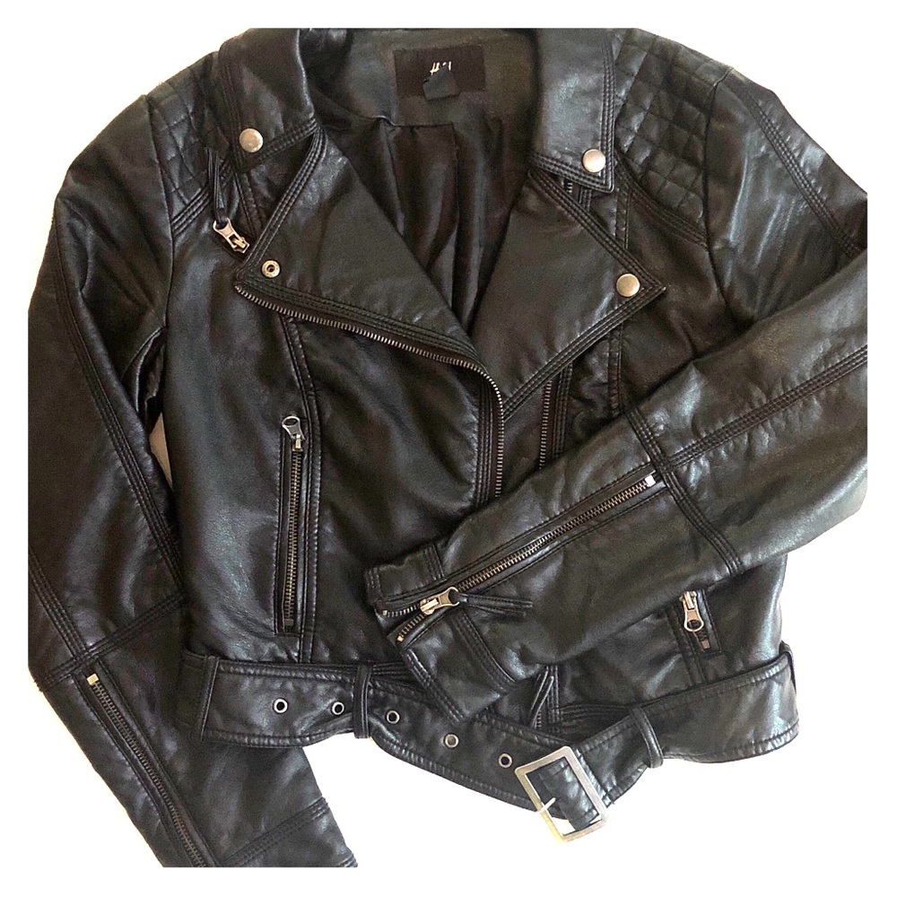 Faux leather H&M motorcycle style jacket